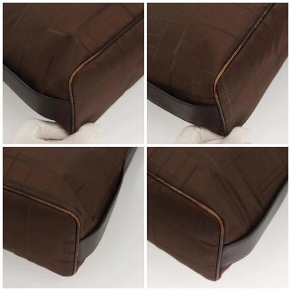 Salvatore Ferragamo Shoulder Bag Nylon Leather Brown Silver Auth - Picture 16 of 16